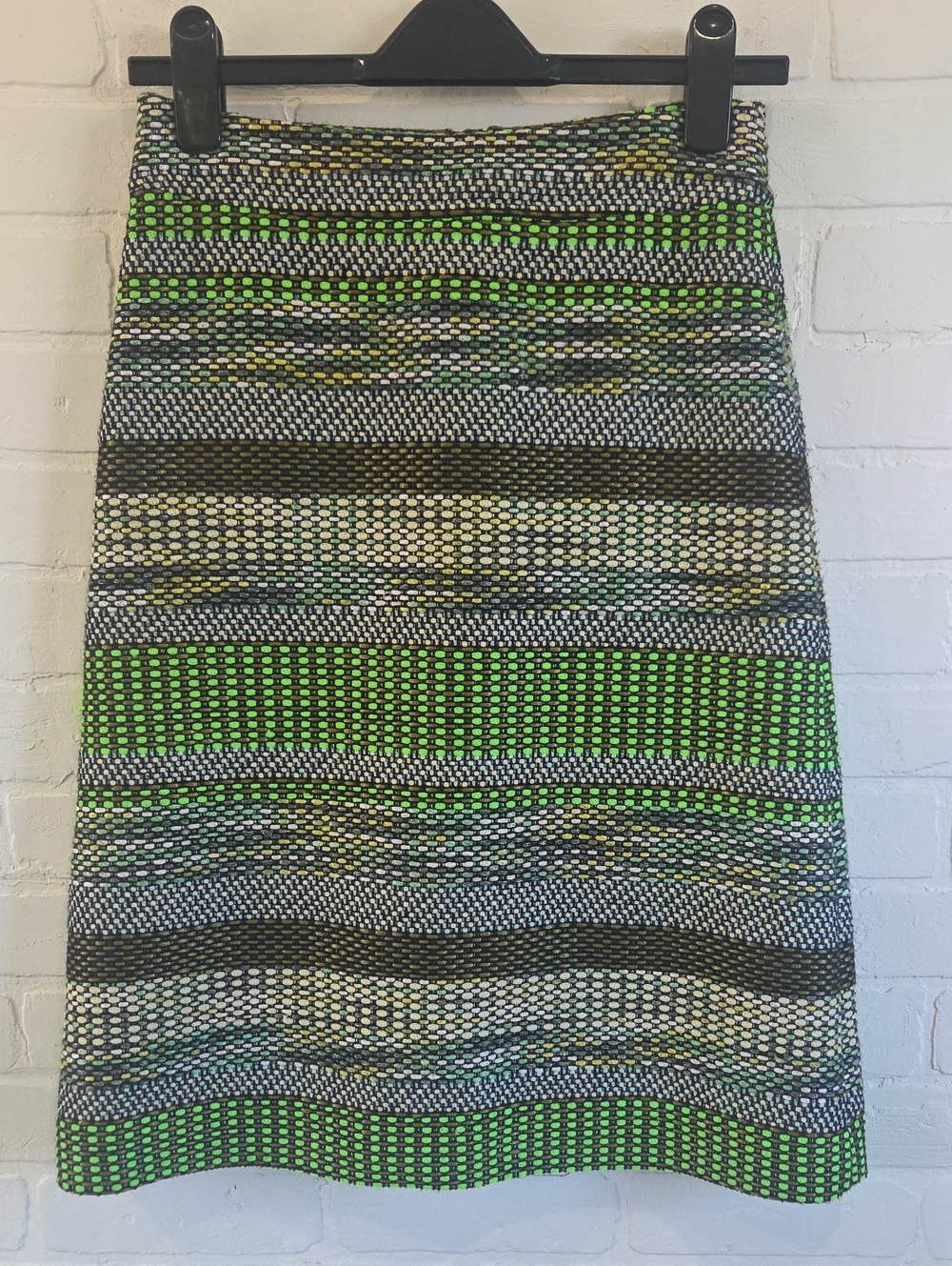leifsdottir Green and Black Textured A-Line Skirt